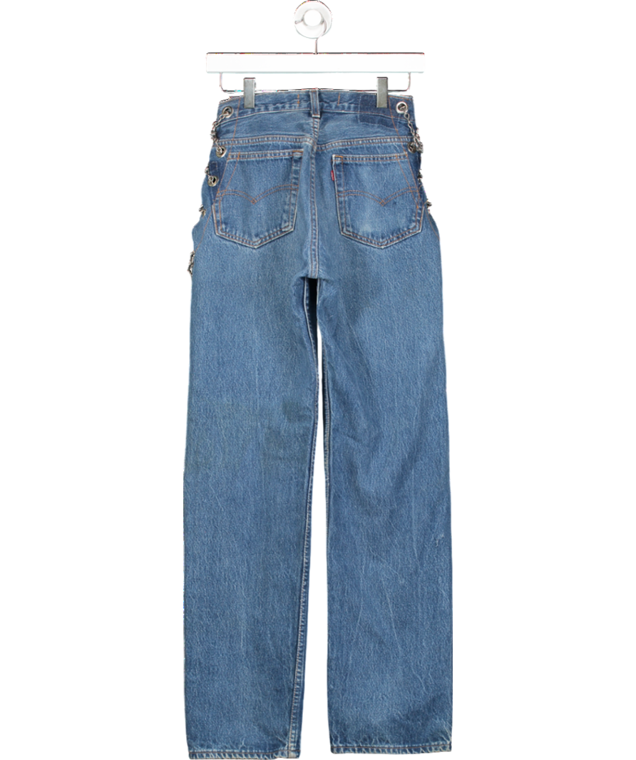 EB Denim Blue Chain Replicas Straight Leg Mid Rise Jeans UK XS