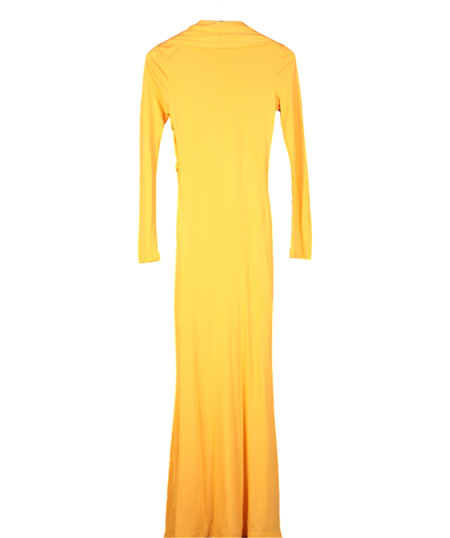 Karen Millen Orange Premium Stretch Crepe Jersey Plunge Neck Maxi Dress UK XS
