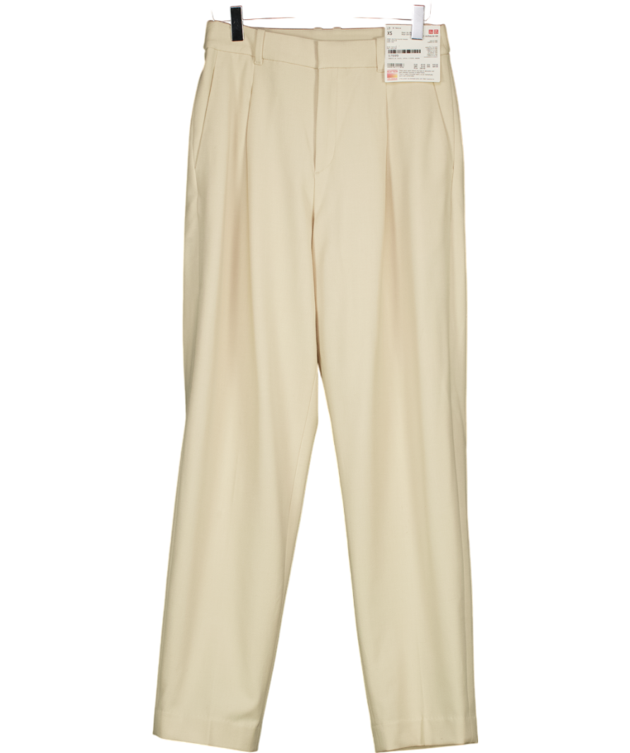 Uniqlo Cream Heat Tech Pleated Trousers UK XS