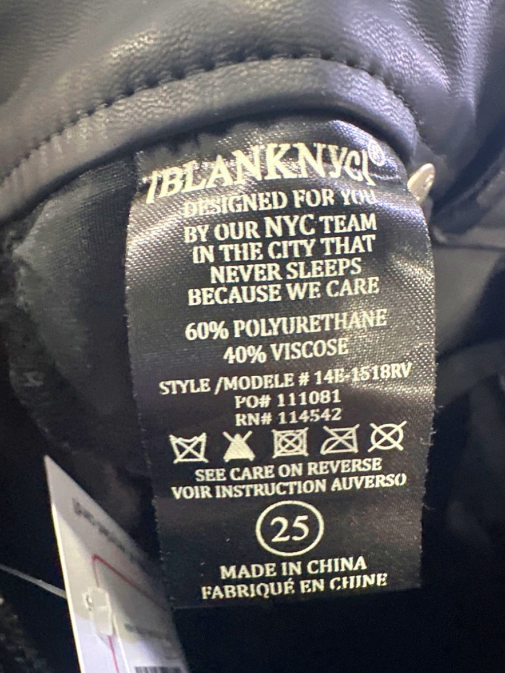 BLANKNYC Black The Bond Faux Leather Skinny Trousers Size W25