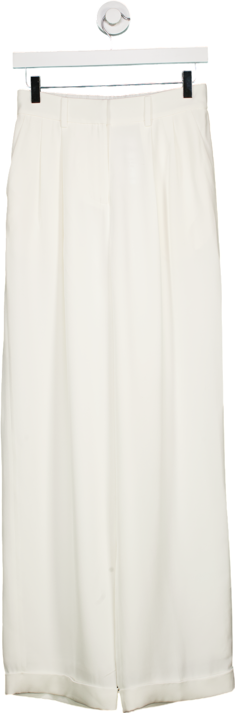 LILYSILK White Silk Wide Leg Trousers UK M