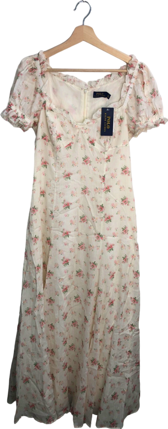 Polo Ralph Lauren Ivory Floral Print Dress UK 10