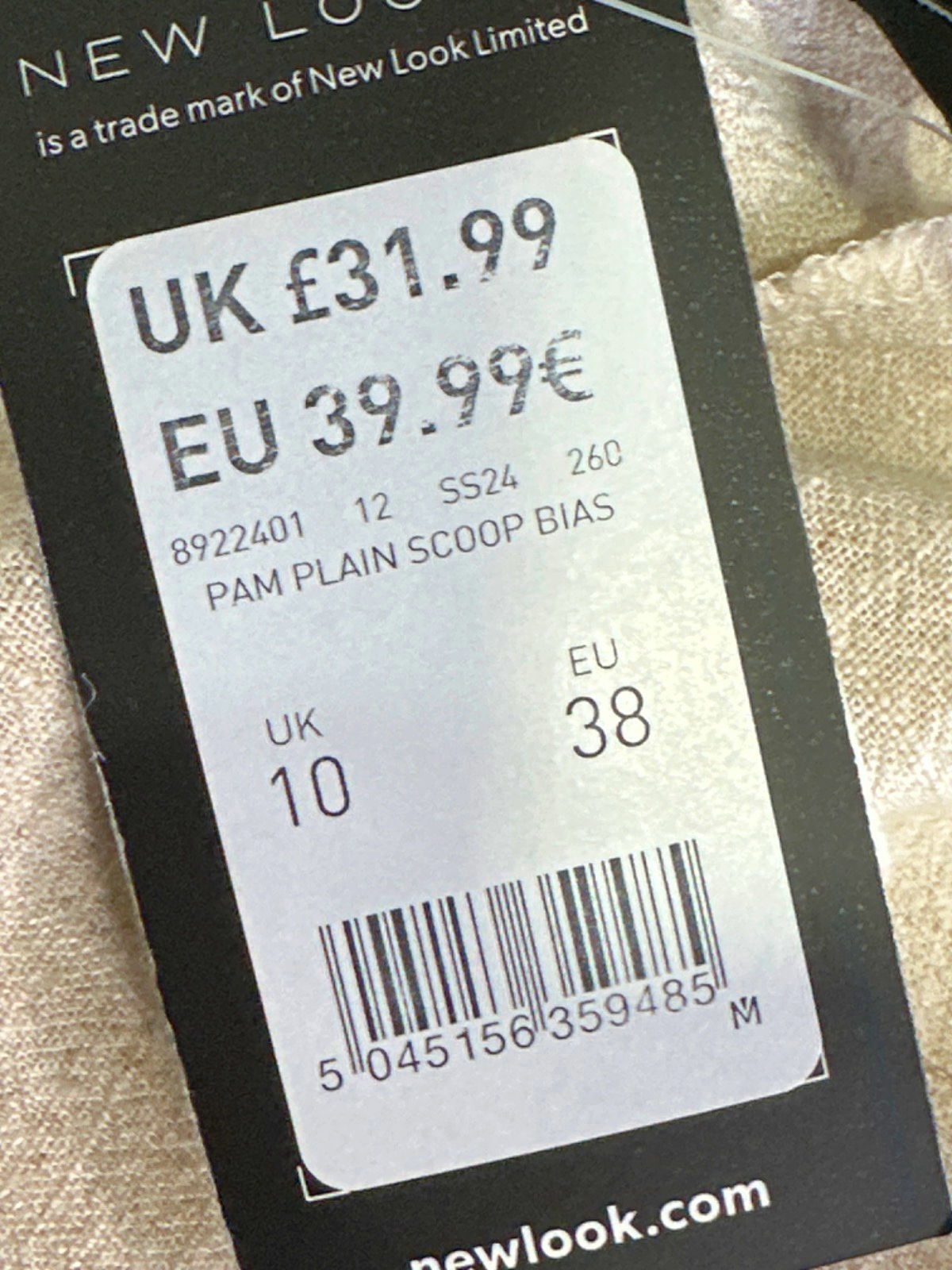 New Look Beige Pam Plain Scoop Bias Dress UK 10