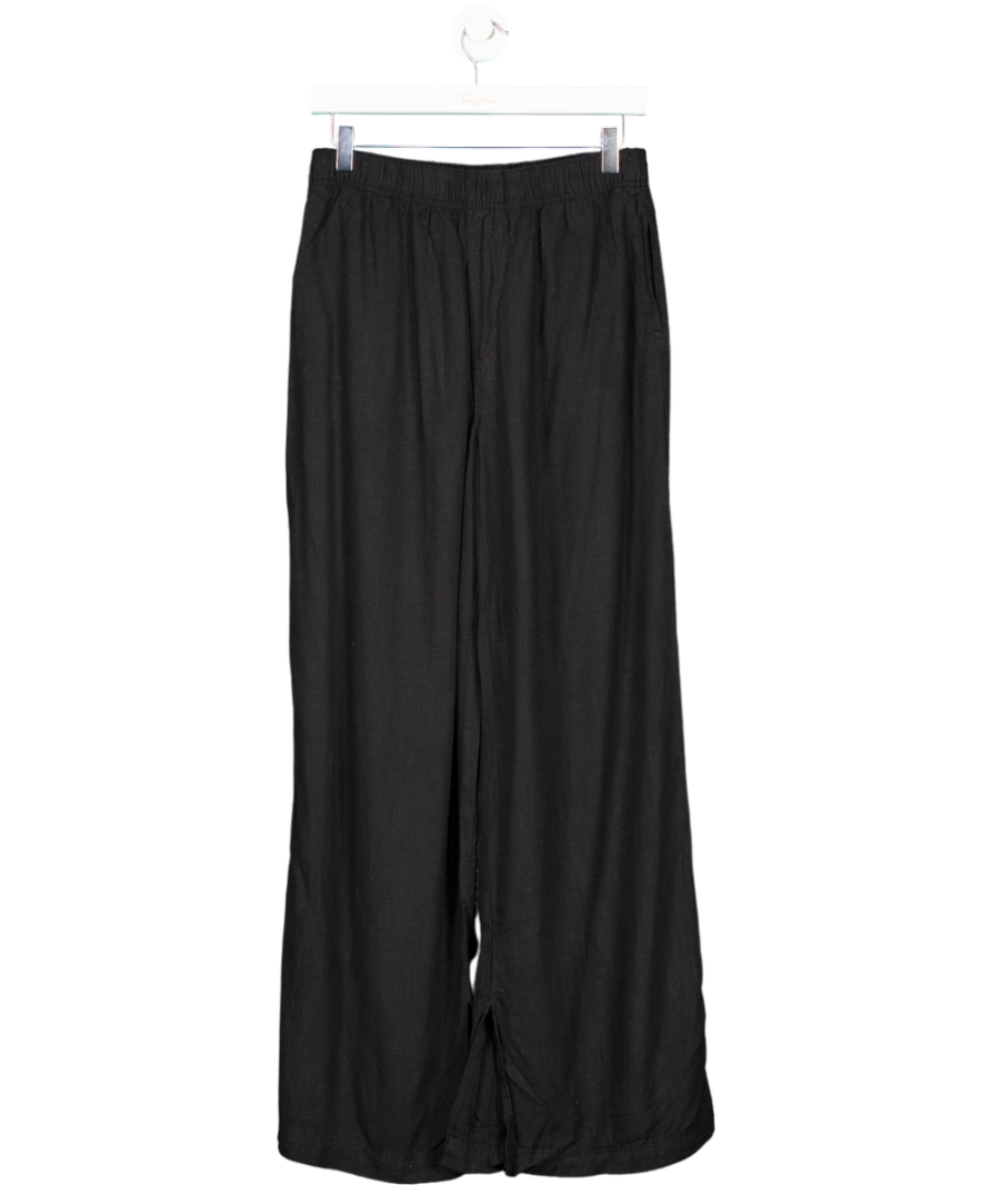 H&M Black Wide Linen Trousers UK S