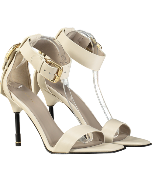 All Saints White Noir Leather High Metal Heel Sandals UK 8 EU 41