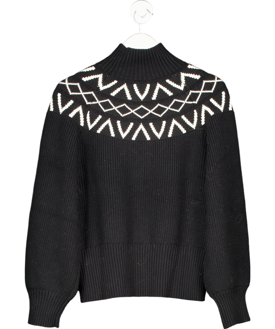 Varley Black Marcie Fairisle Pattern Yoke Knit Jumper UK S