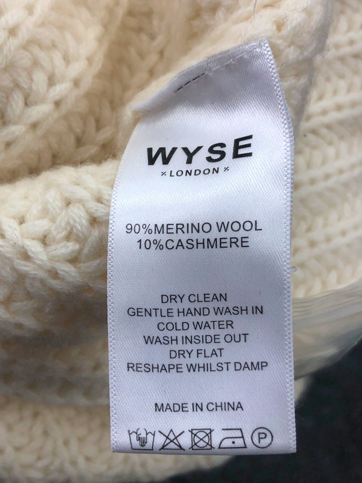 WYSE LONDON Ivory Cashmere Blend Coral Chunky Roll Neck Jumper UK S