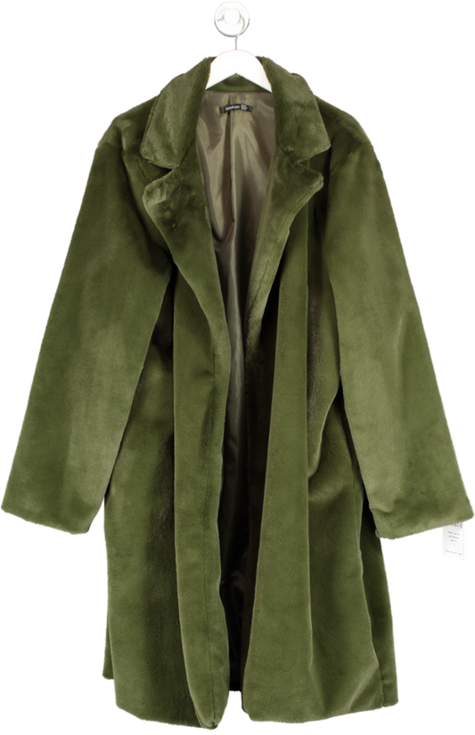 boohoo Green Faux Fur Coat UK 26