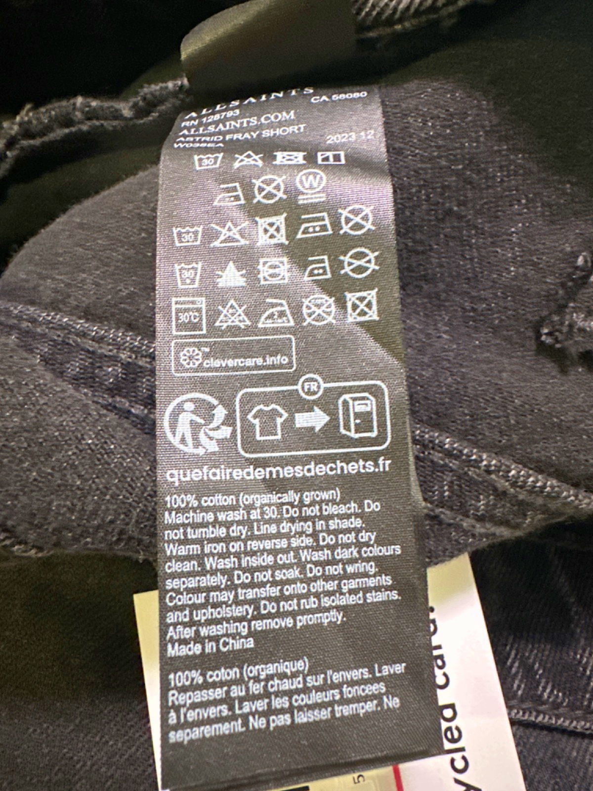 AllSaints Black Charle Pray Shorts UK W25