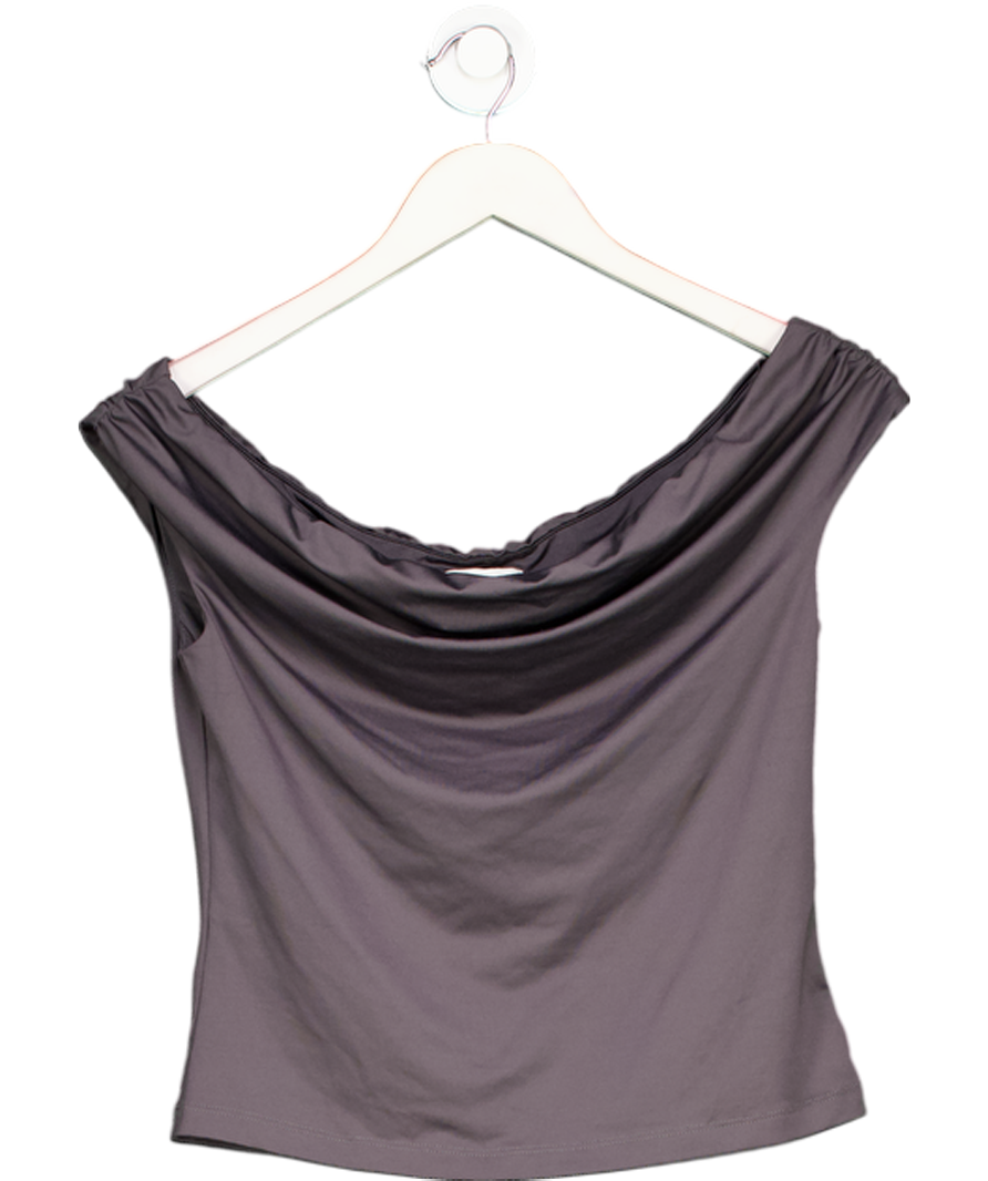 H&M Grey Slinky Off The Shoulder Top UK M