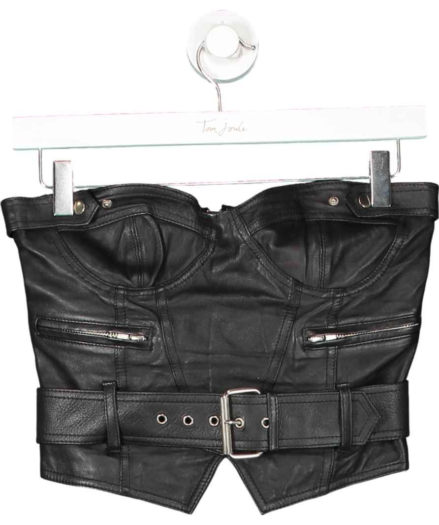 Rat & Boa Black Lia Leather Corset  With Buckle Detail UK S