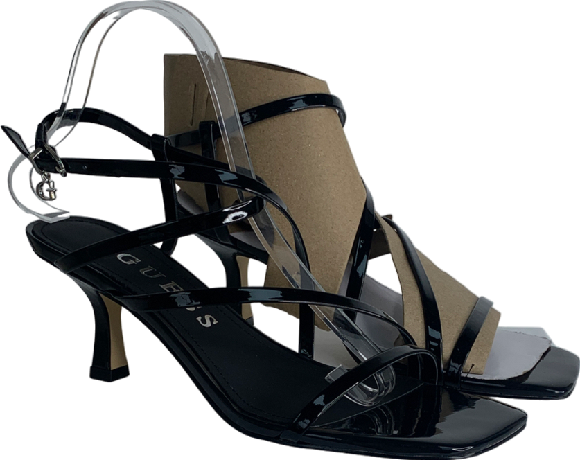 Guess Black Rimilla Patent Leather Sandals UK 6 EU 39 👠