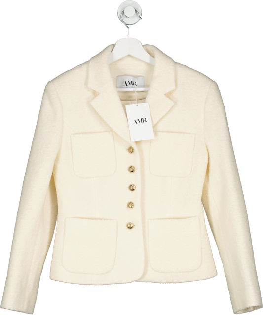amr london Cream Clieo Wool Boucle Slimline Jacket | White UK S