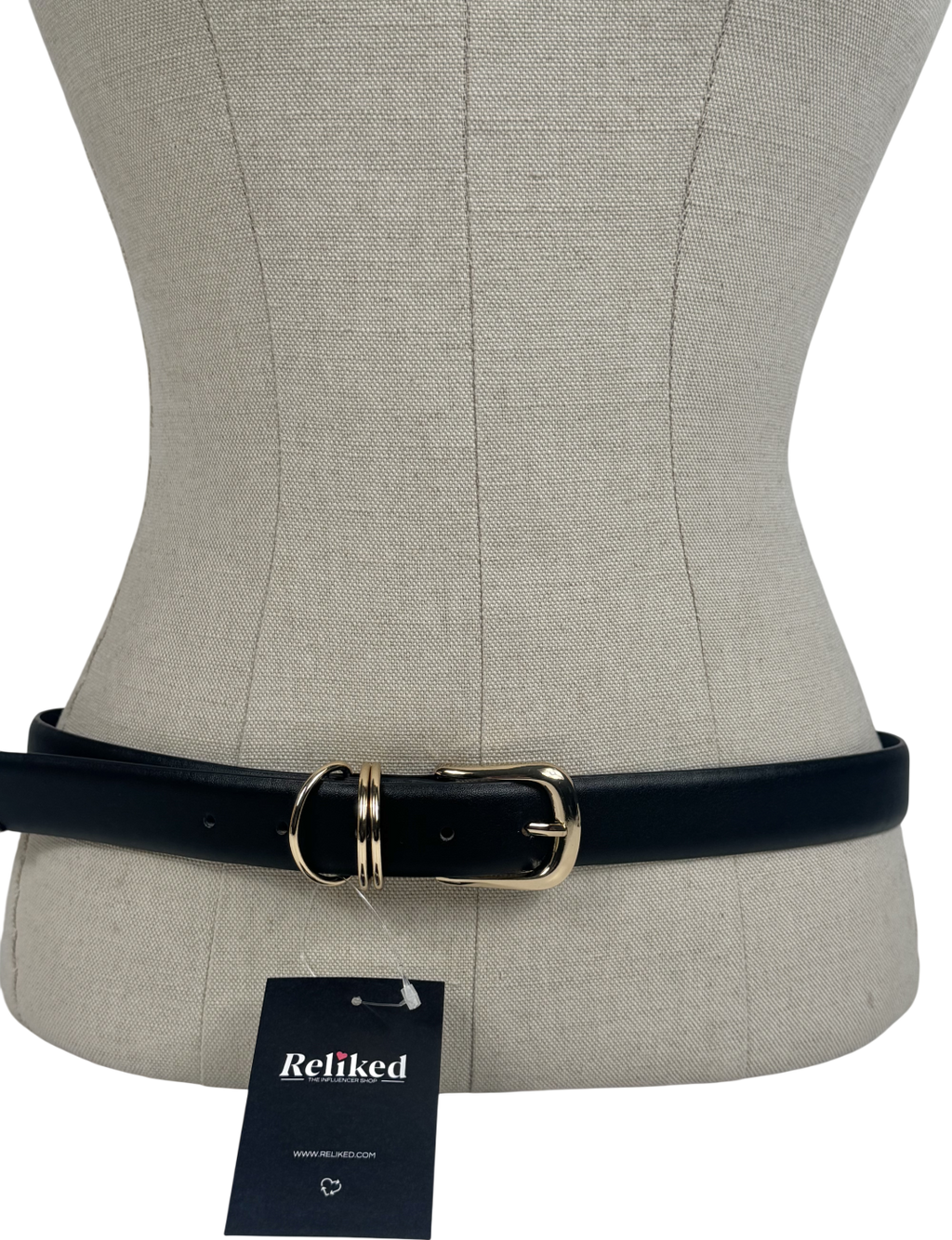 River Island Black Gold Buckle Belt UK XS