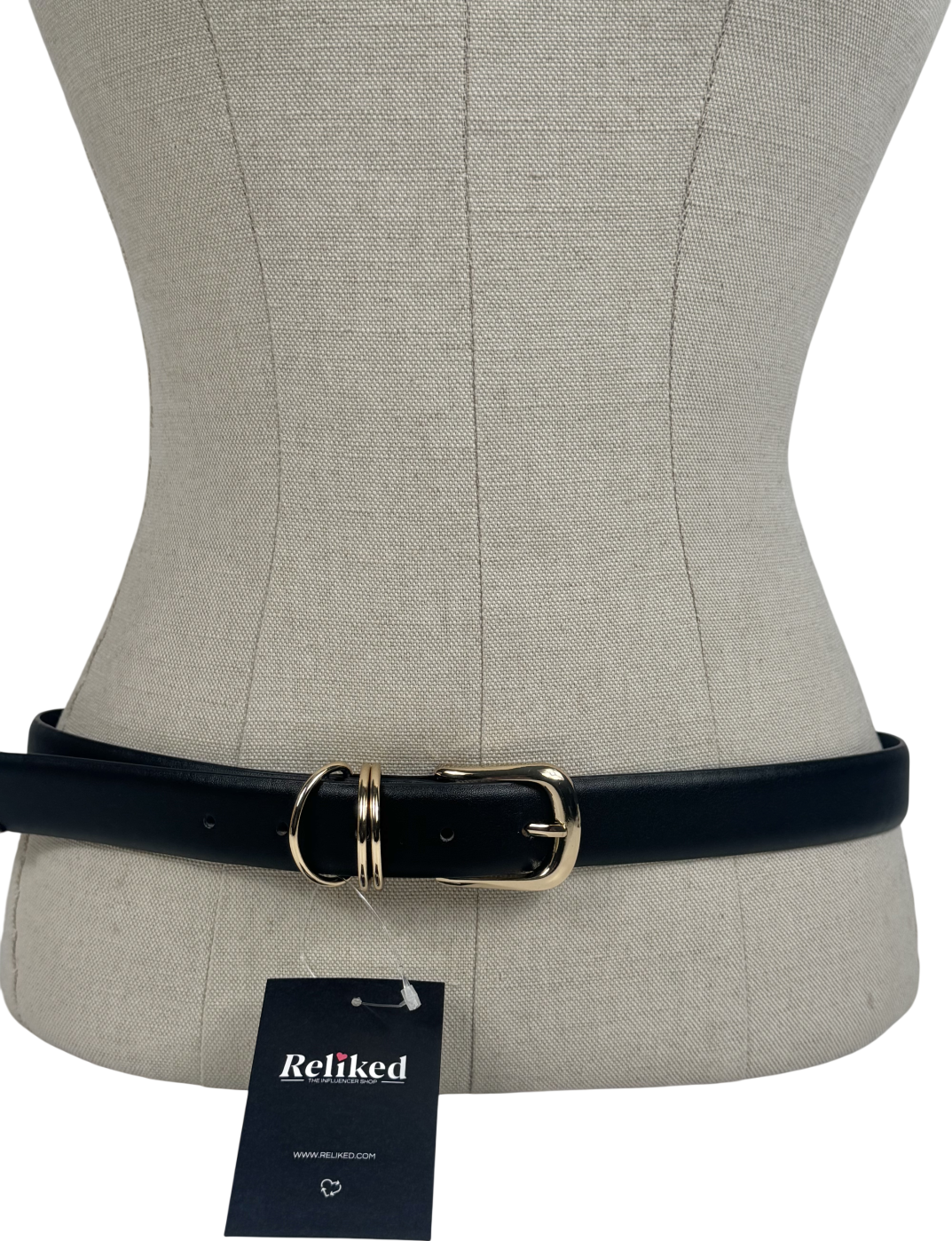 River Island Black Gold Buckle Belt UK XS