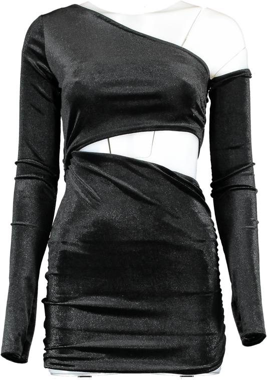 Missy Empire Black Kesley Velvet Cut Out Mini Dress UK 6