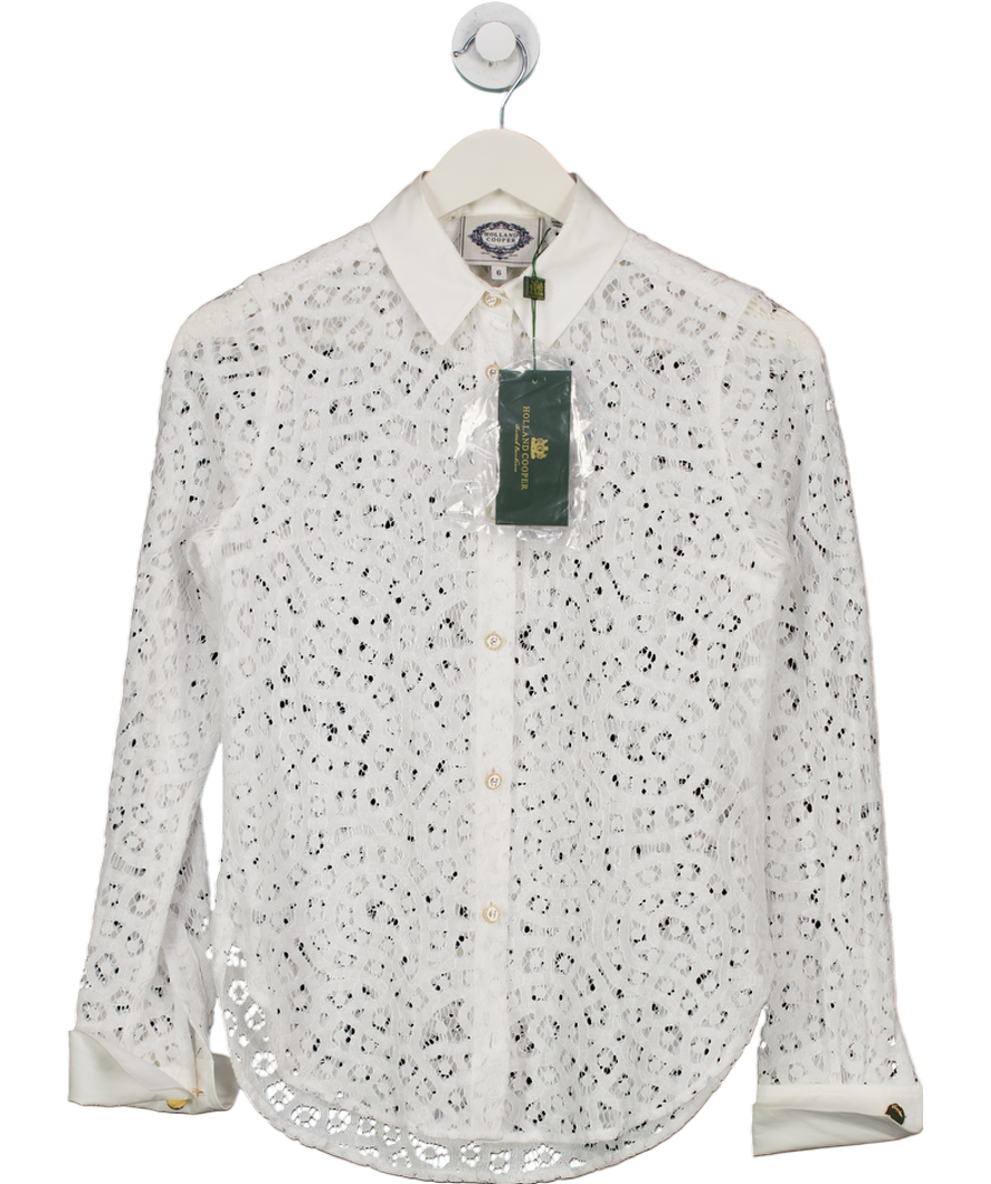 Holland Cooper White Classic Lace Shirt UK 6