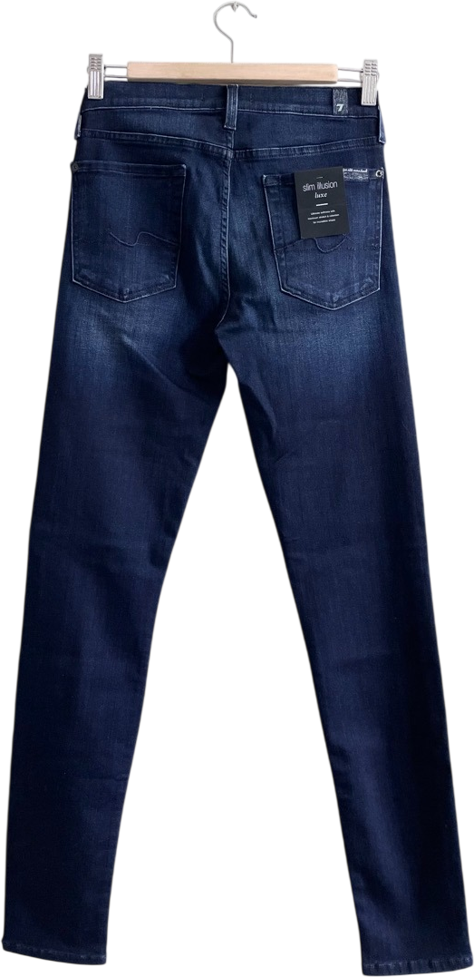 7 For All Mankind Dark Blue Slim Illusion Luxe Skinny Jeans W27