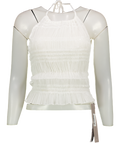 Missguided White Backless Shirred Halterneck Top UK S