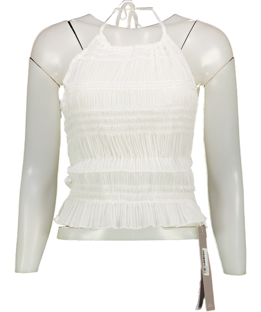 Missguided White Backless Shirred Halterneck Top UK S
