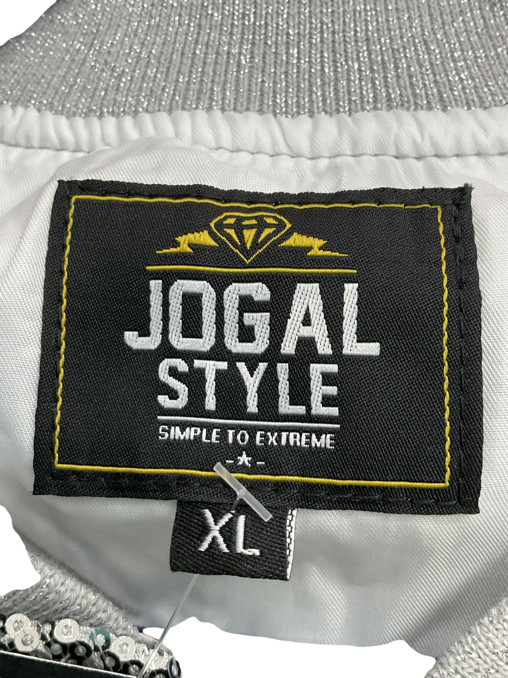 Jogal Style Metallic Sequins Nightclub Styles Zip Up Varsity Baseball Bomber Jacket UK XL