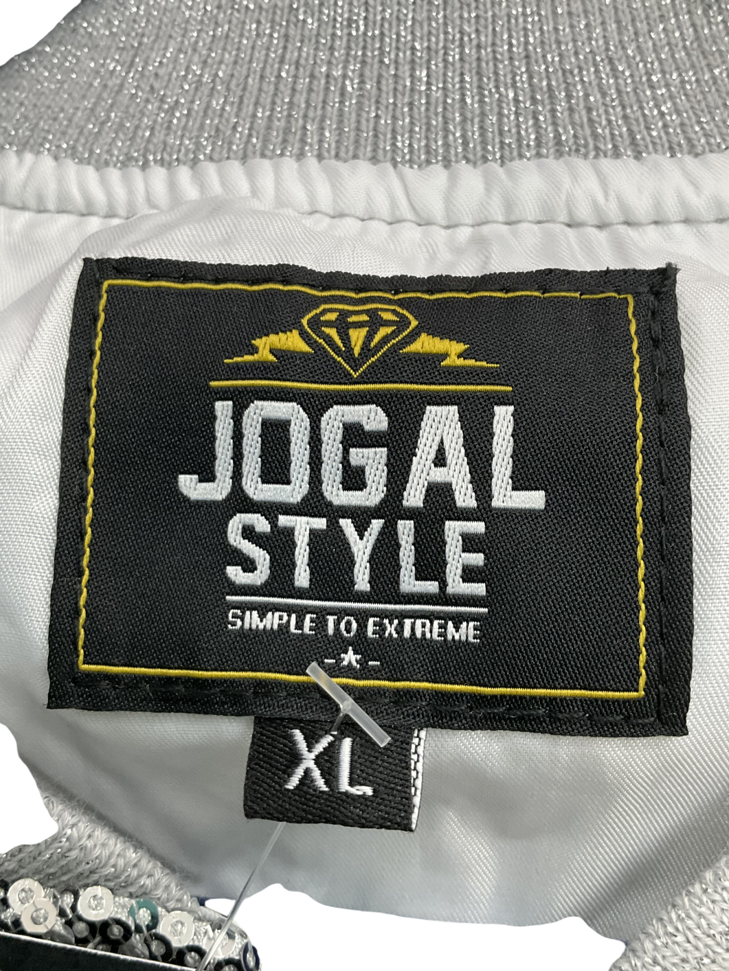 Jogal Style Metallic Sequins Nightclub Styles Zip Up Varsity Baseball Bomber Jacket UK XL