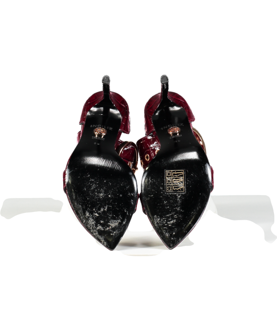 Ingiliz Red Adele 01 Patent Croco Embossed Leather Sandal UK 3 EU 36 👠