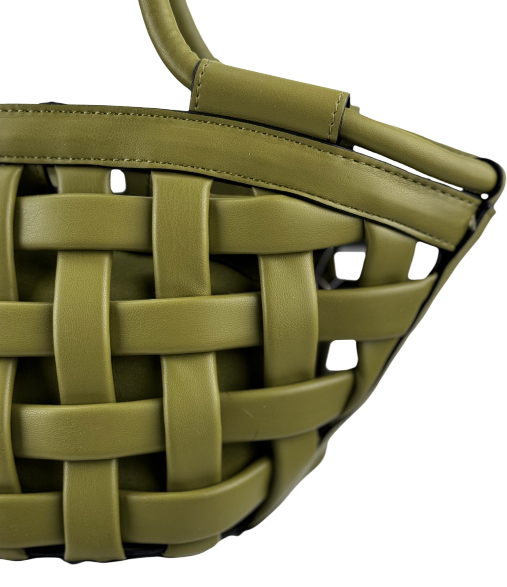 ASOS Puff Weave Tote Bag In Green