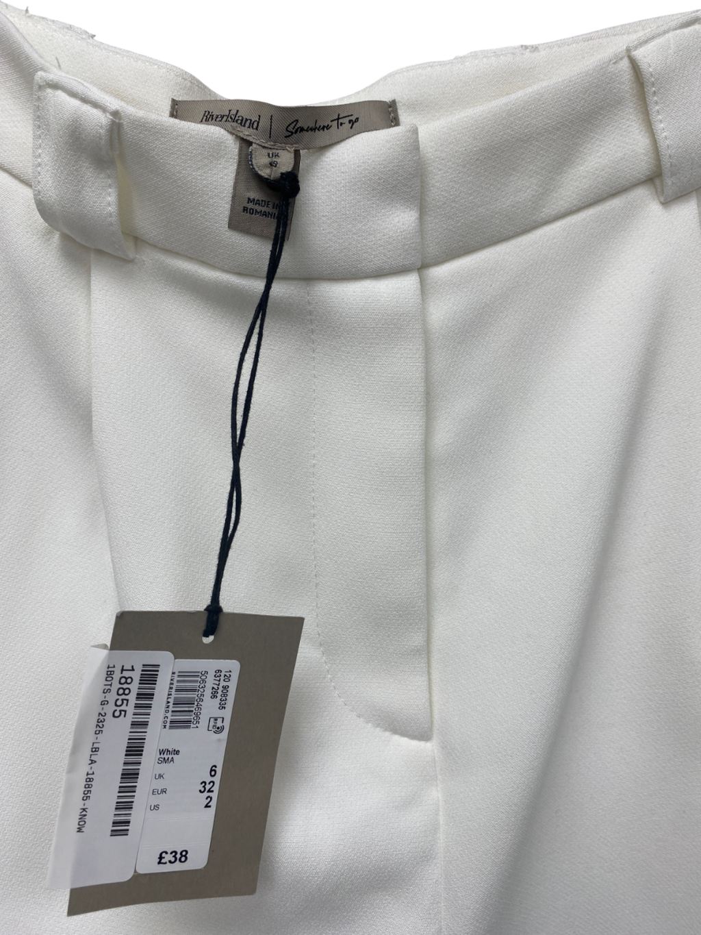 River Island White Scallop Shorts UK 6