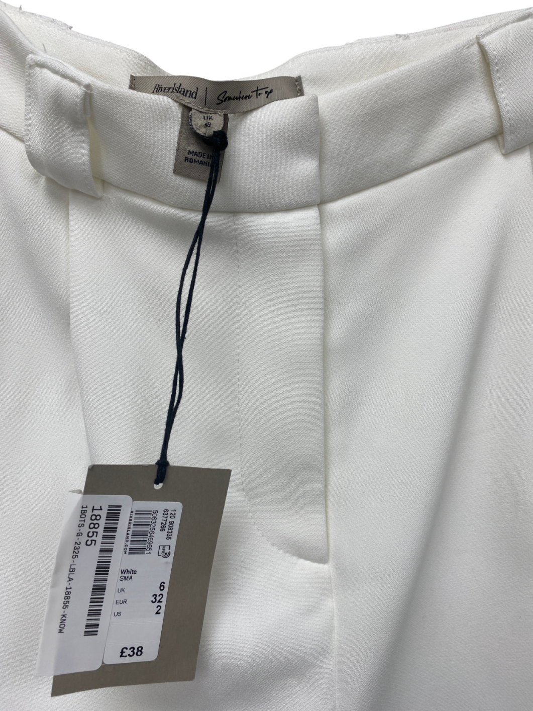 River Island White Scallop Shorts UK 6