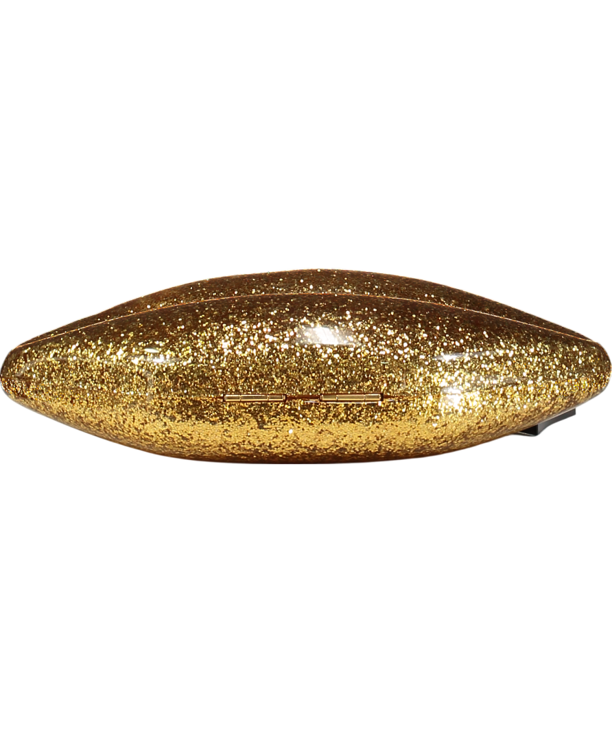 lulu guinness Metallic Perspex Lips Clutch Bag - Gold Glitter