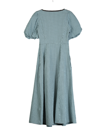 Nobody's Child Blue Gingham Print Puff Sleeve Midi Dress UK 4