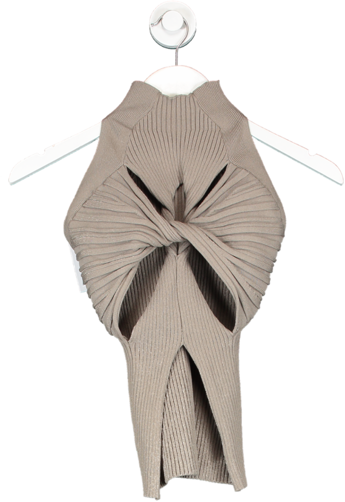Dion Lee Beige Twisted High Neck Top UK M