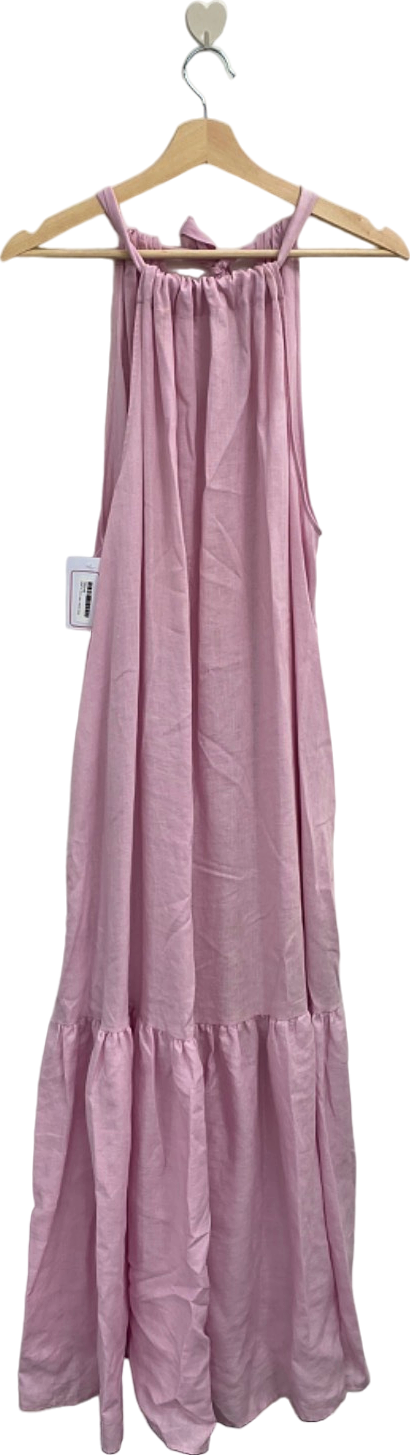 Asceno Pink Linen Dress Medium UK 12