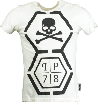 Philipp Plein White Skull Print T-Shirt UK S