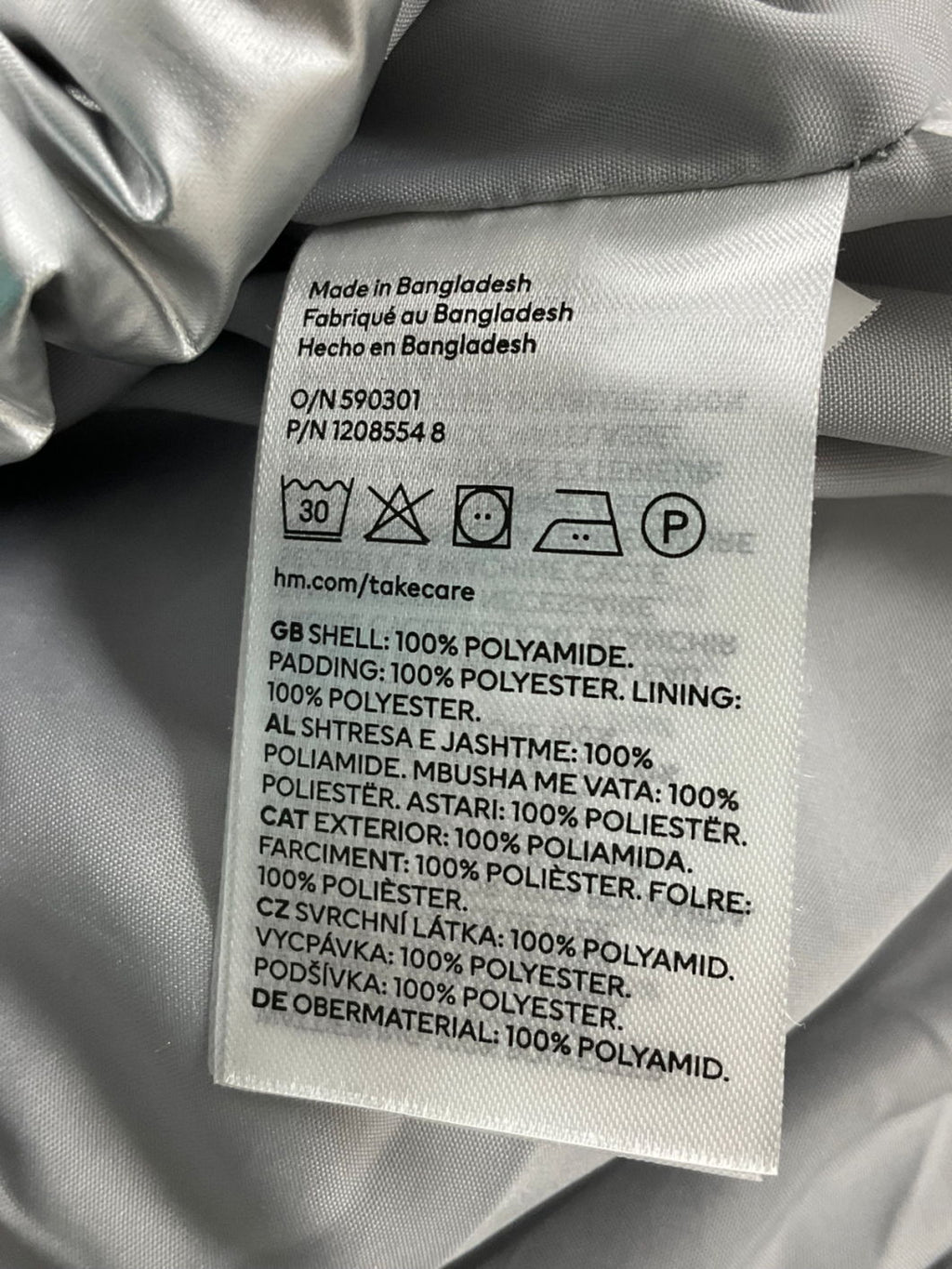 H&M Metallic Puffer Coat UK M