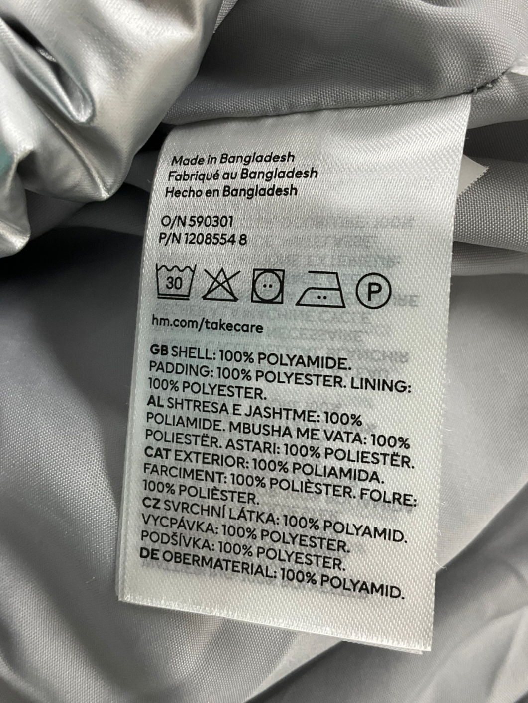 H&M Metallic Puffer Coat UK M