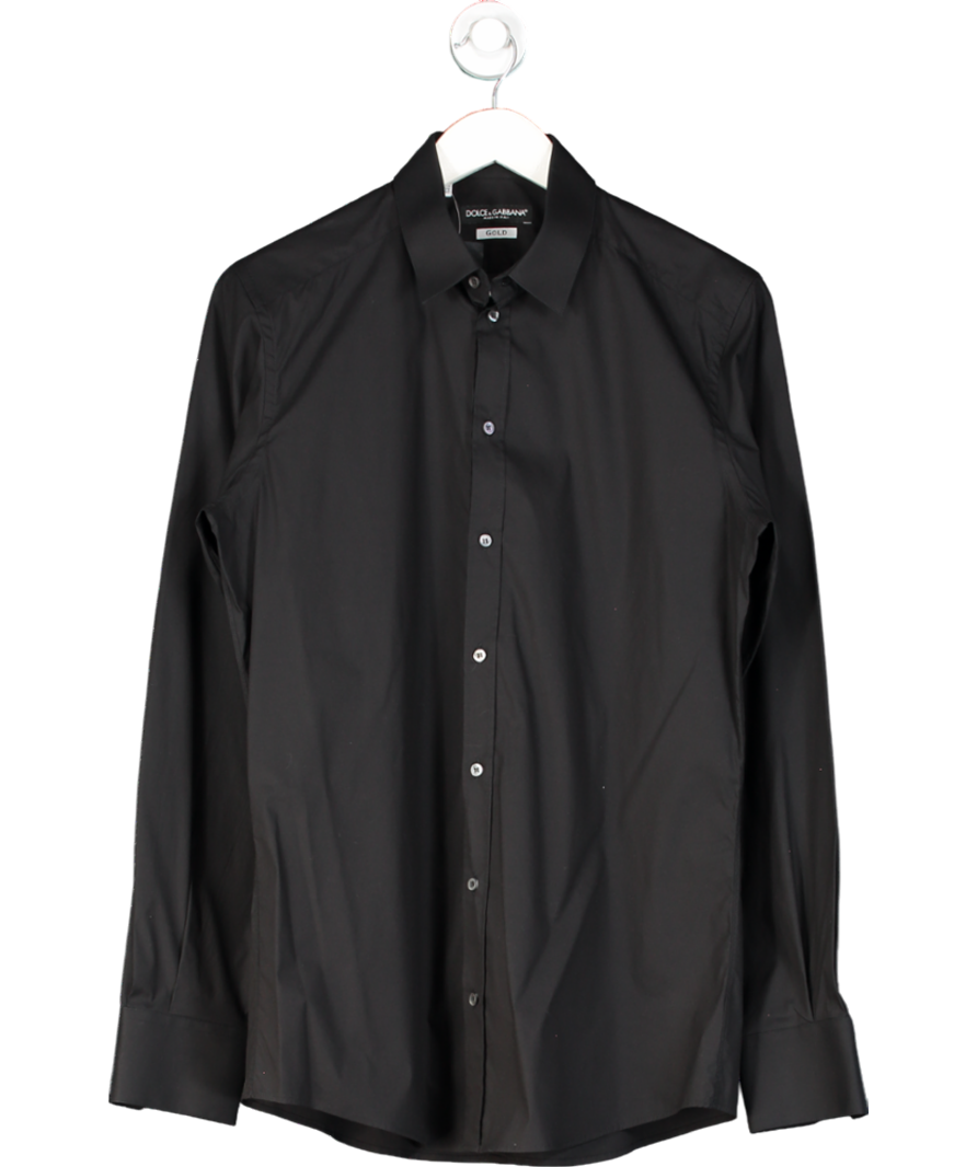 Dolce & Gabbana Black Stretch Cotton Gold Fit Shirt UK 40" CHEST
