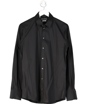 Dolce & Gabbana Black Stretch Cotton Gold Fit Shirt UK 40" CHEST