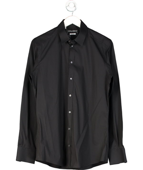 Dolce & Gabbana Black Stretch Cotton Gold Fit Shirt UK 40" CHEST