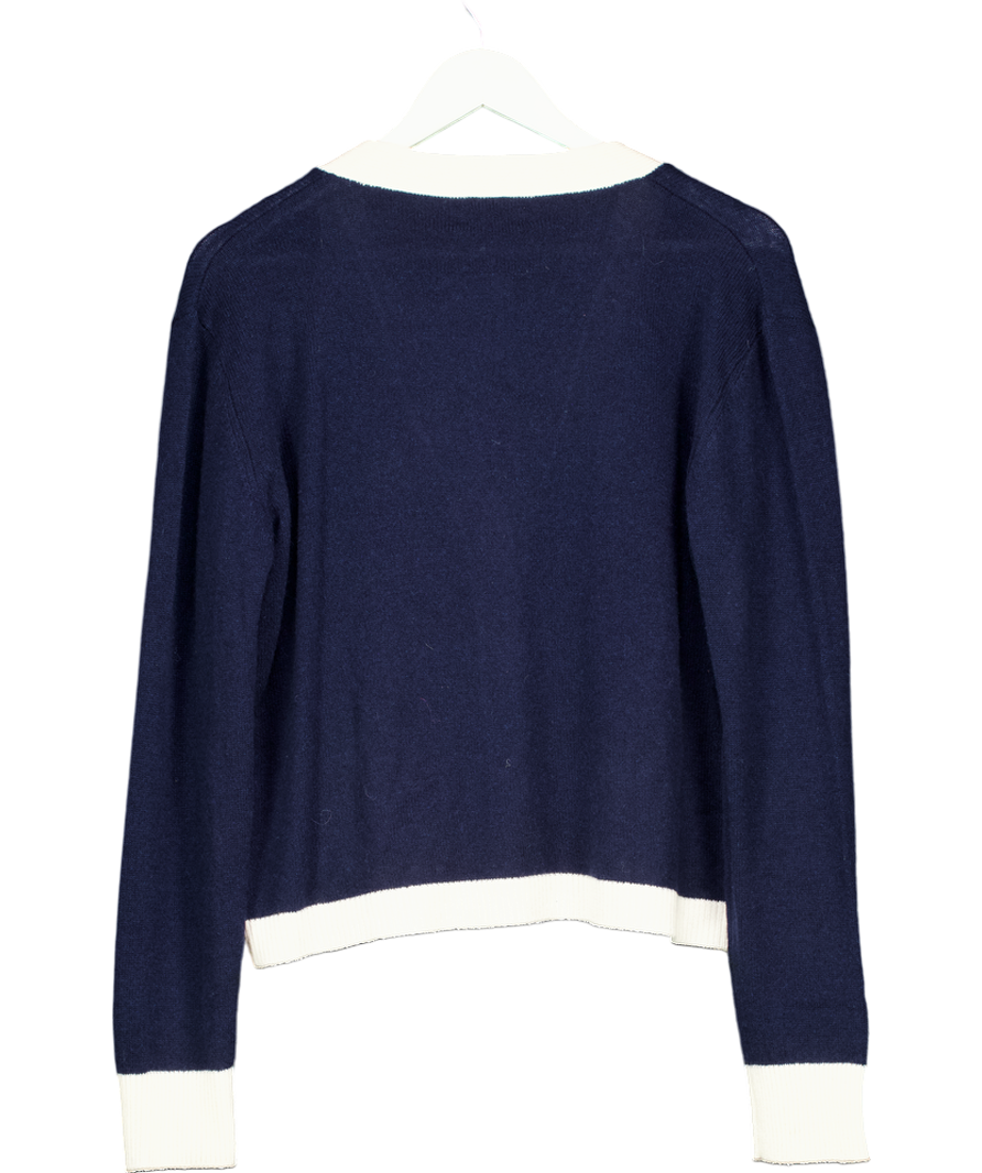 Cloeys Colourblock Softest 100% Cashmere Cardigan Blue & White UK M/L