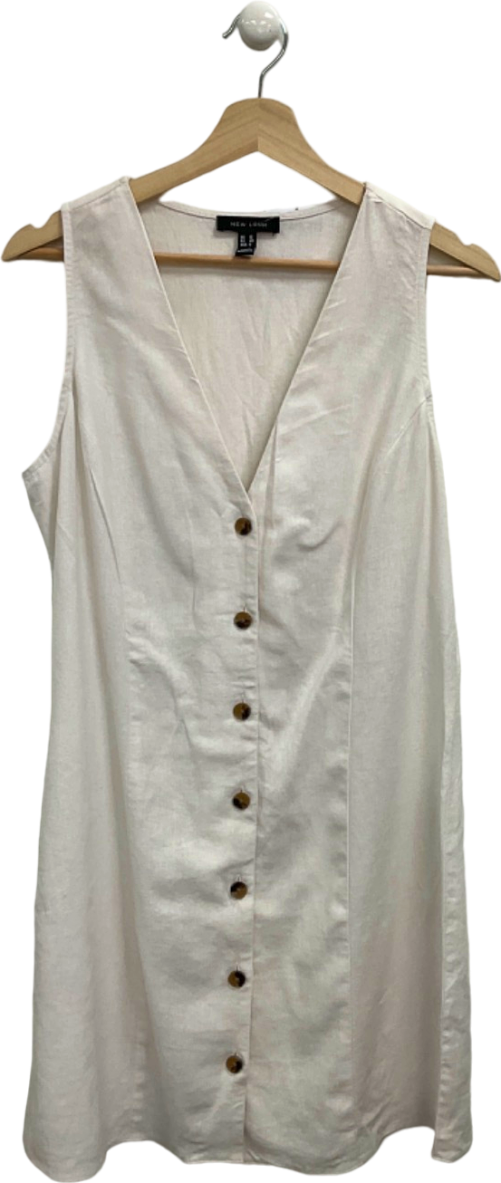 New Look White Button-Down Sleeveless Dress UK 12