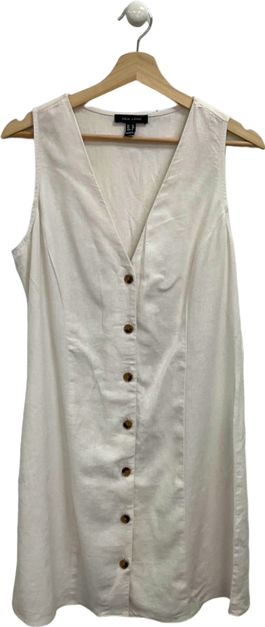 New Look White Button-Down Sleeveless Dress UK 12