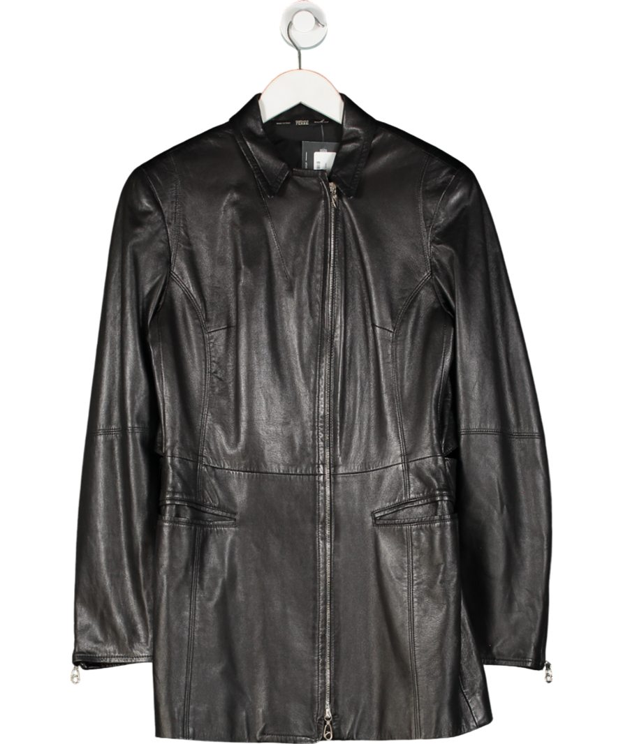 Gianfranco Ferre Black Leather Cut Out Jacket UK L