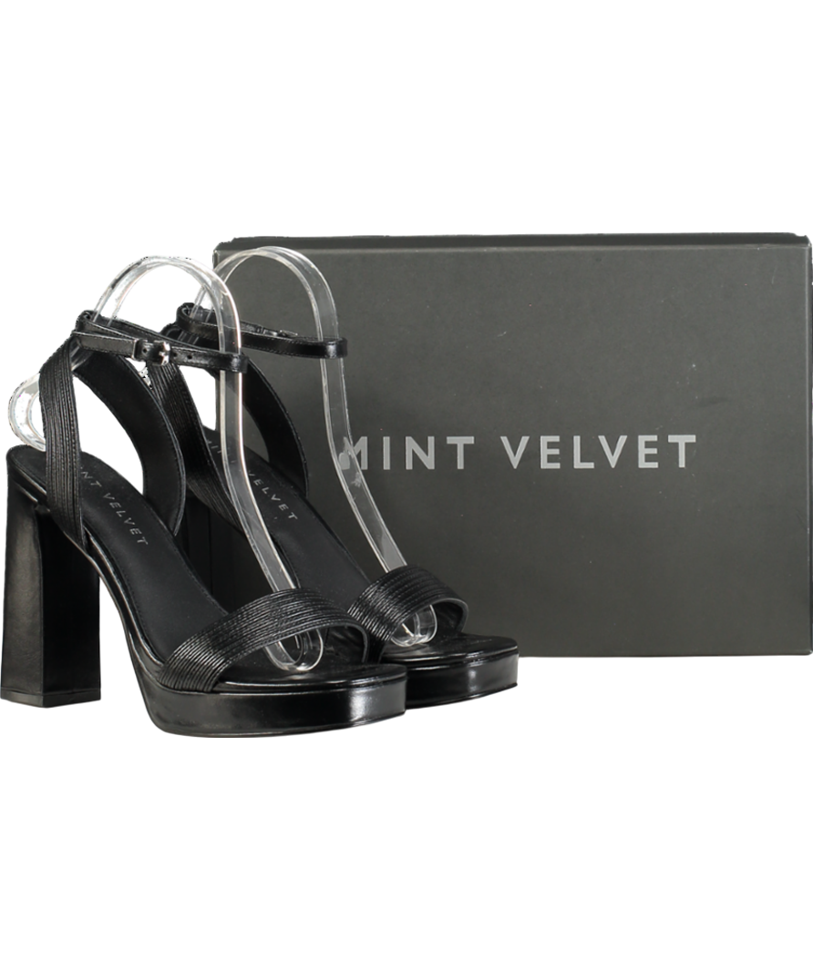 Mint Velvet Fia Black Strappy Platform Heels UK 5 EU 38 👠