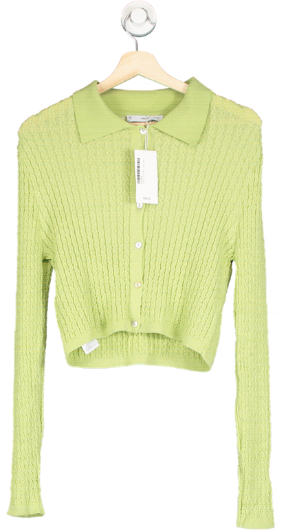 MNG Lime Green Cable Knit Cardigan Size L