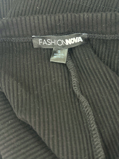 Fashion Nova Black Ribbed Bodysuit Small