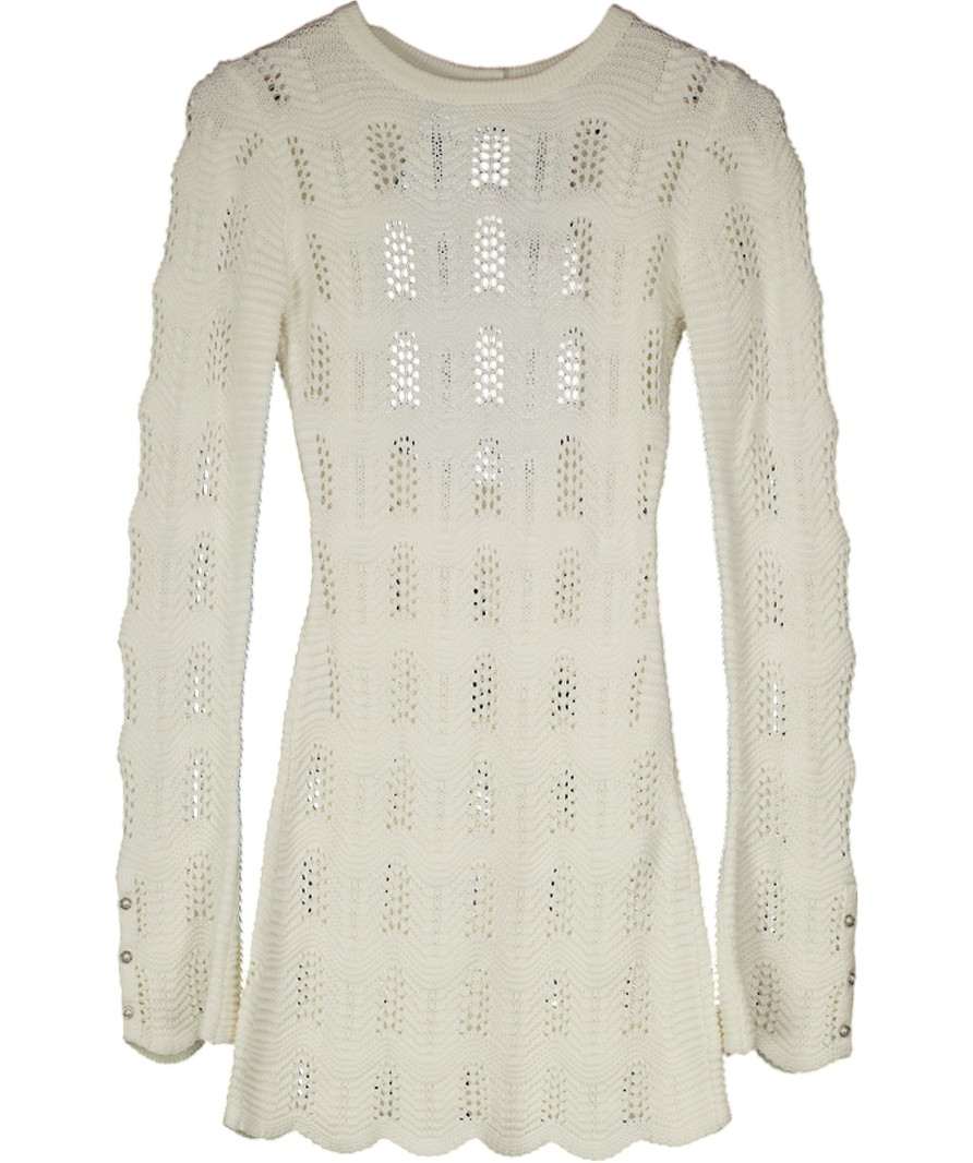 The Couture Club White Scallop Edge Knitted Mini Dress UK S