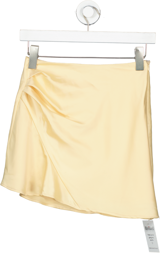Oh Polly Cream Timeless Elegance  Asymmetric Satin Mini Skirt UK 6