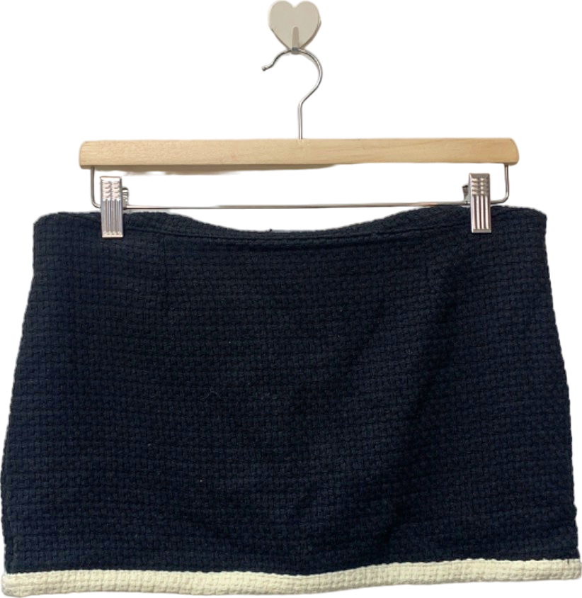 PrettyLittleThing Black Textured Mini Skirt UK 10